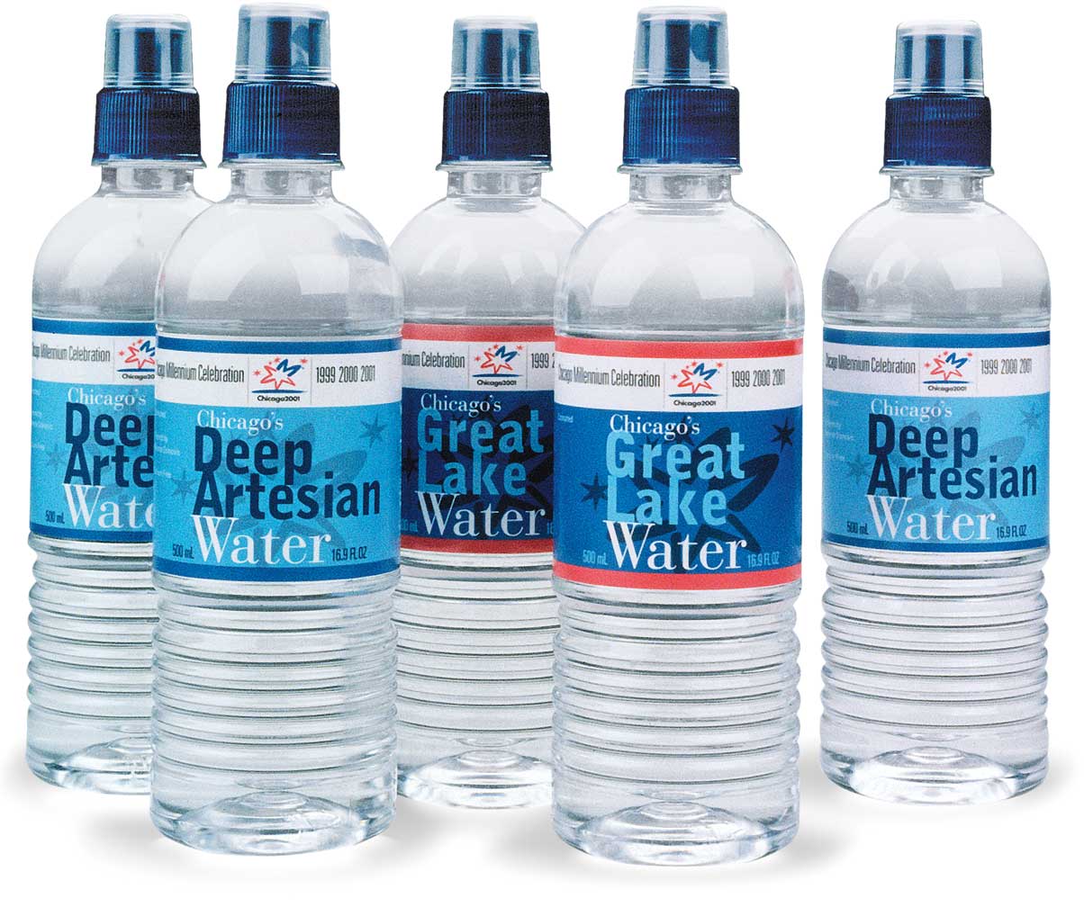chicago_millennium_celebration_water-bottles.jpg Art Direction by: Bart Crosby, Crosby Associates